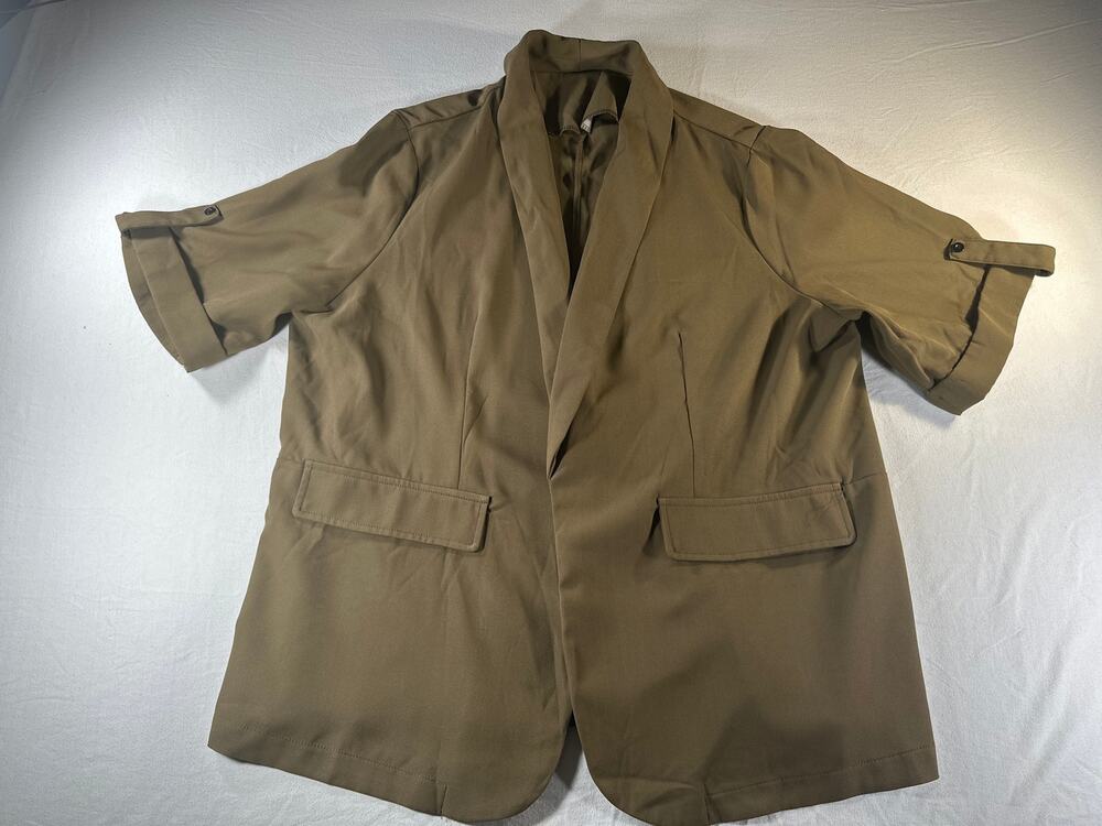 SHEIN Curve 3XL Olive Green Shawl Collar Blazer Open Front Plus Size